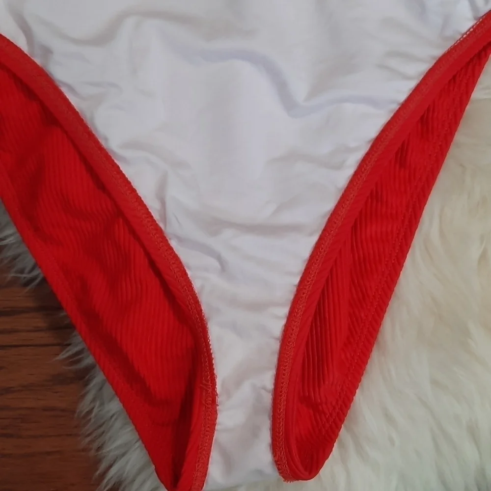Nasty Gal Swim  red Ribbed Alina One Piece Swimsuit - Picture 6 of 8